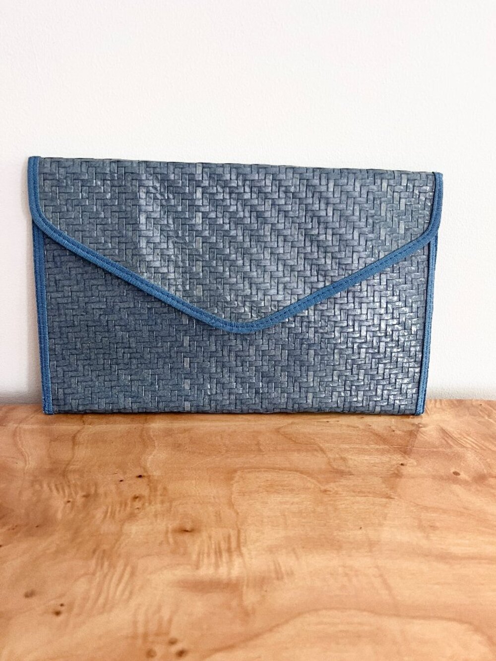Vintage Blue Woven envelope Clutch